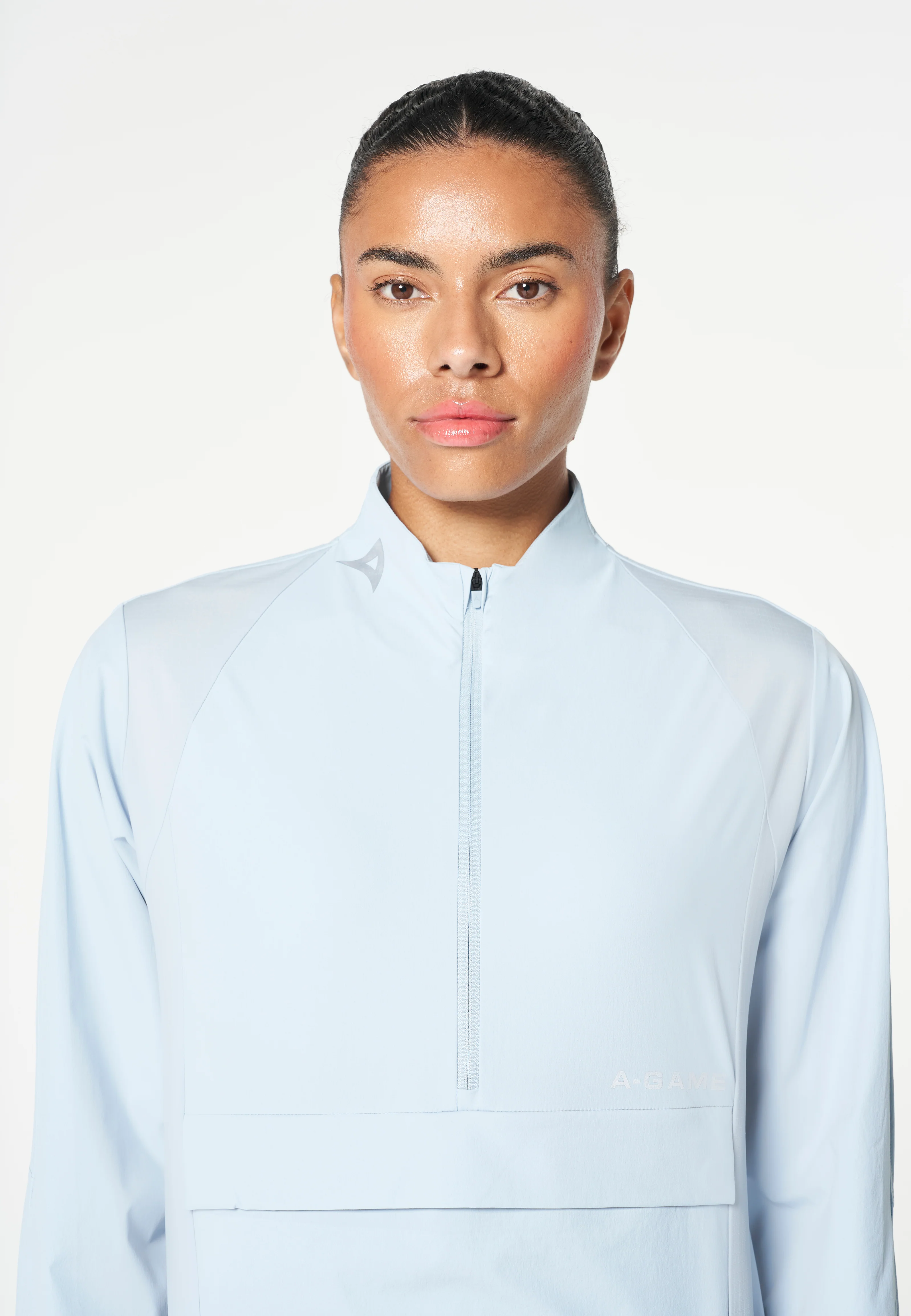 Women's Half Zip Pullover Jacket - Pale Blue - Image 9