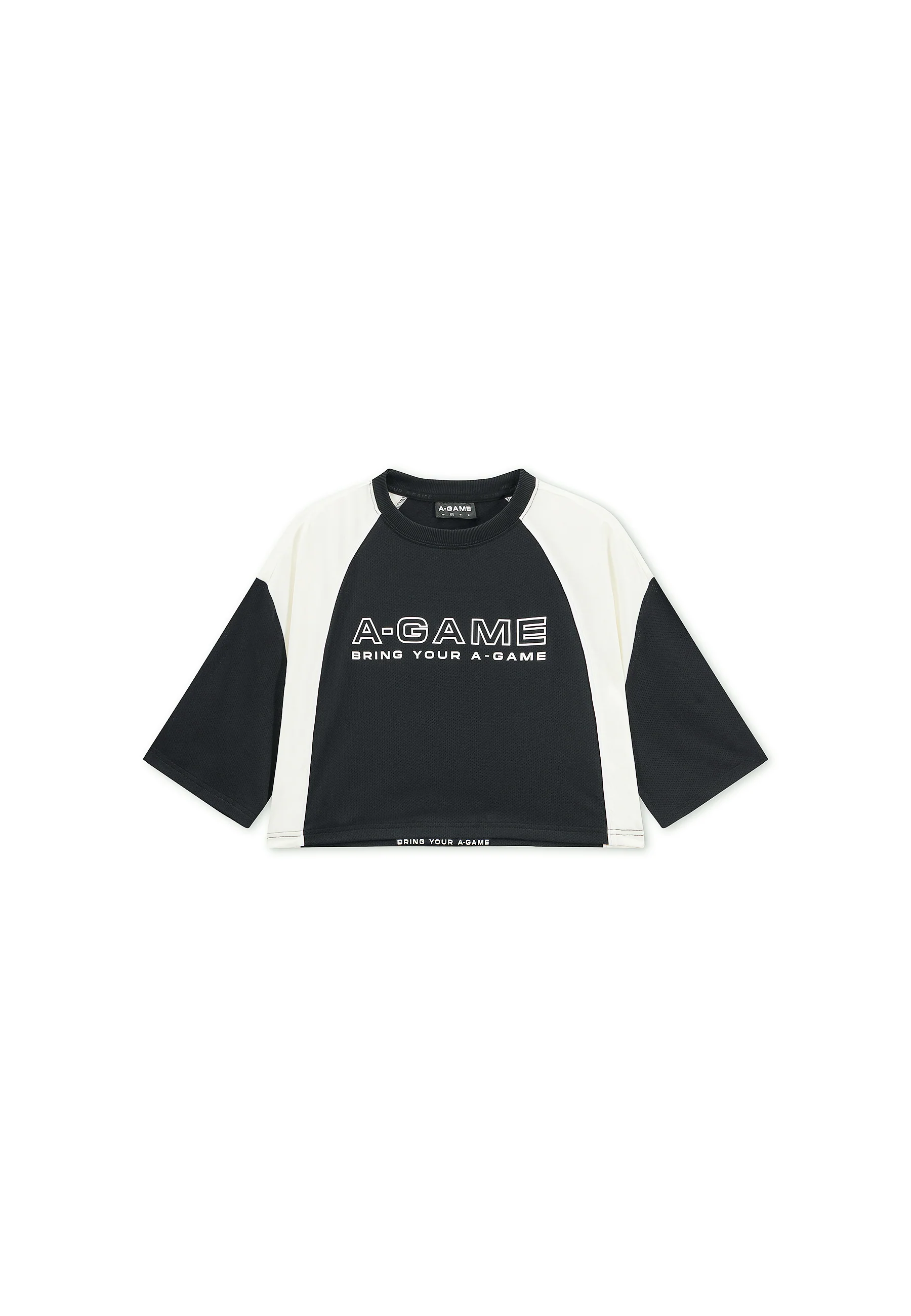 Women's Cropped Mesh Panel T-Shirt - Black - Image 7