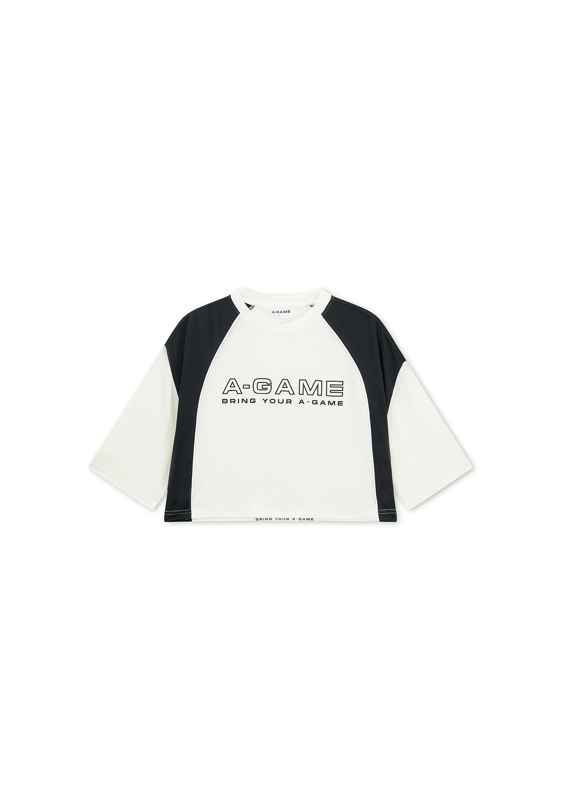 Women's Cropped Mesh Panel T-Shirt - Ecru - Image 7