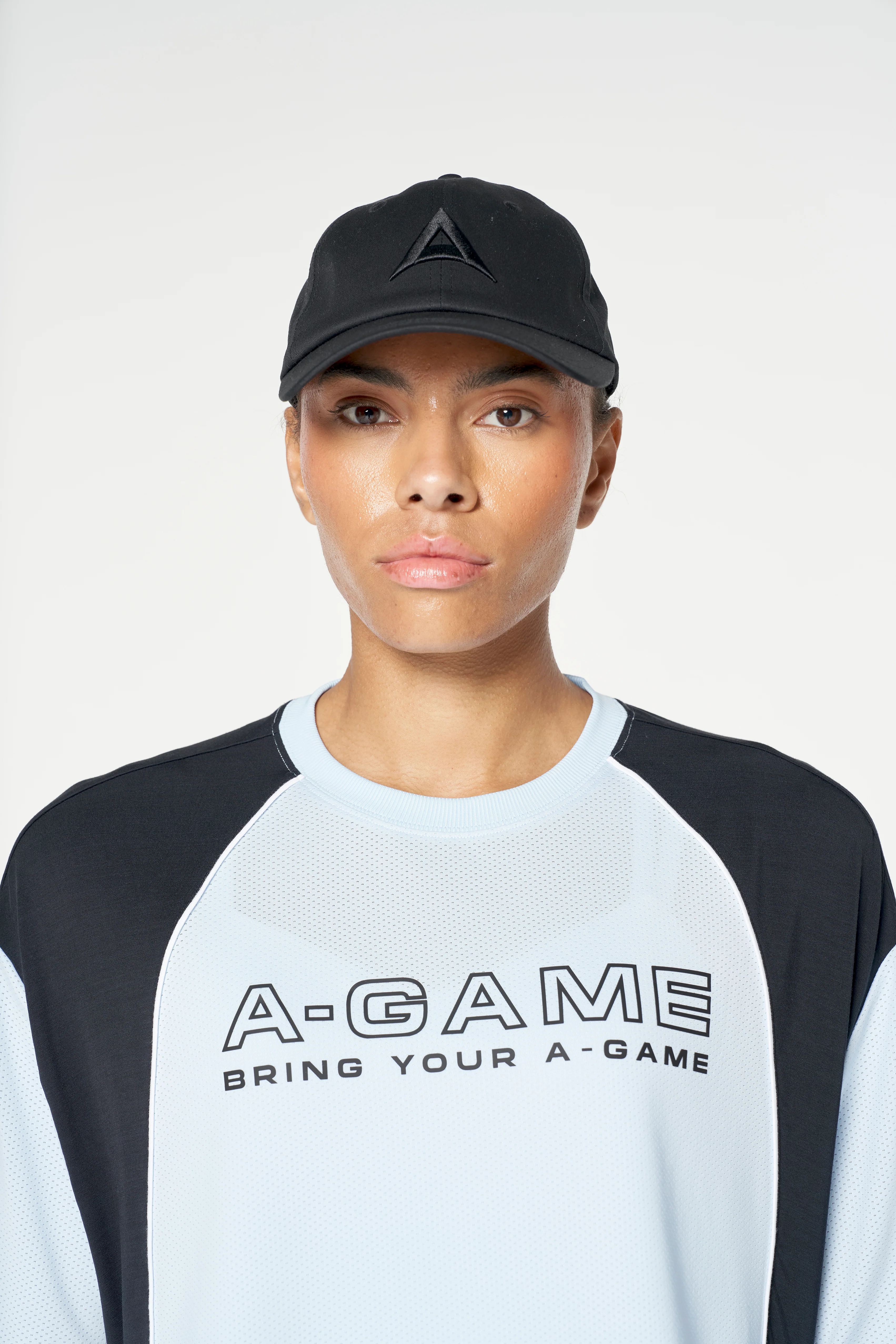 Women's Cropped Mesh Panel T-Shirt - Pale Blue - Image 3