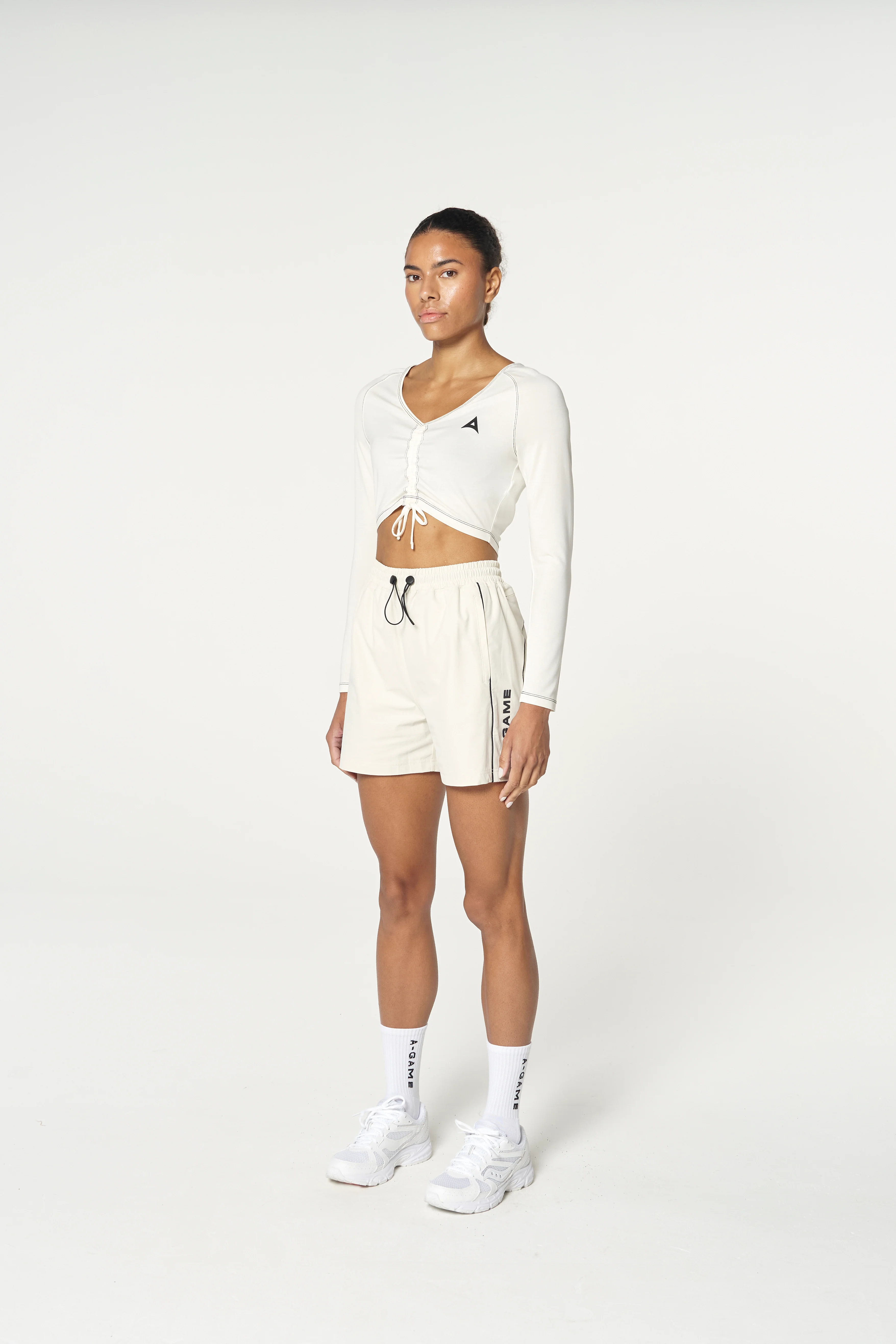 Women's Ruched Front Long Sleeve - Ecru - Image 4