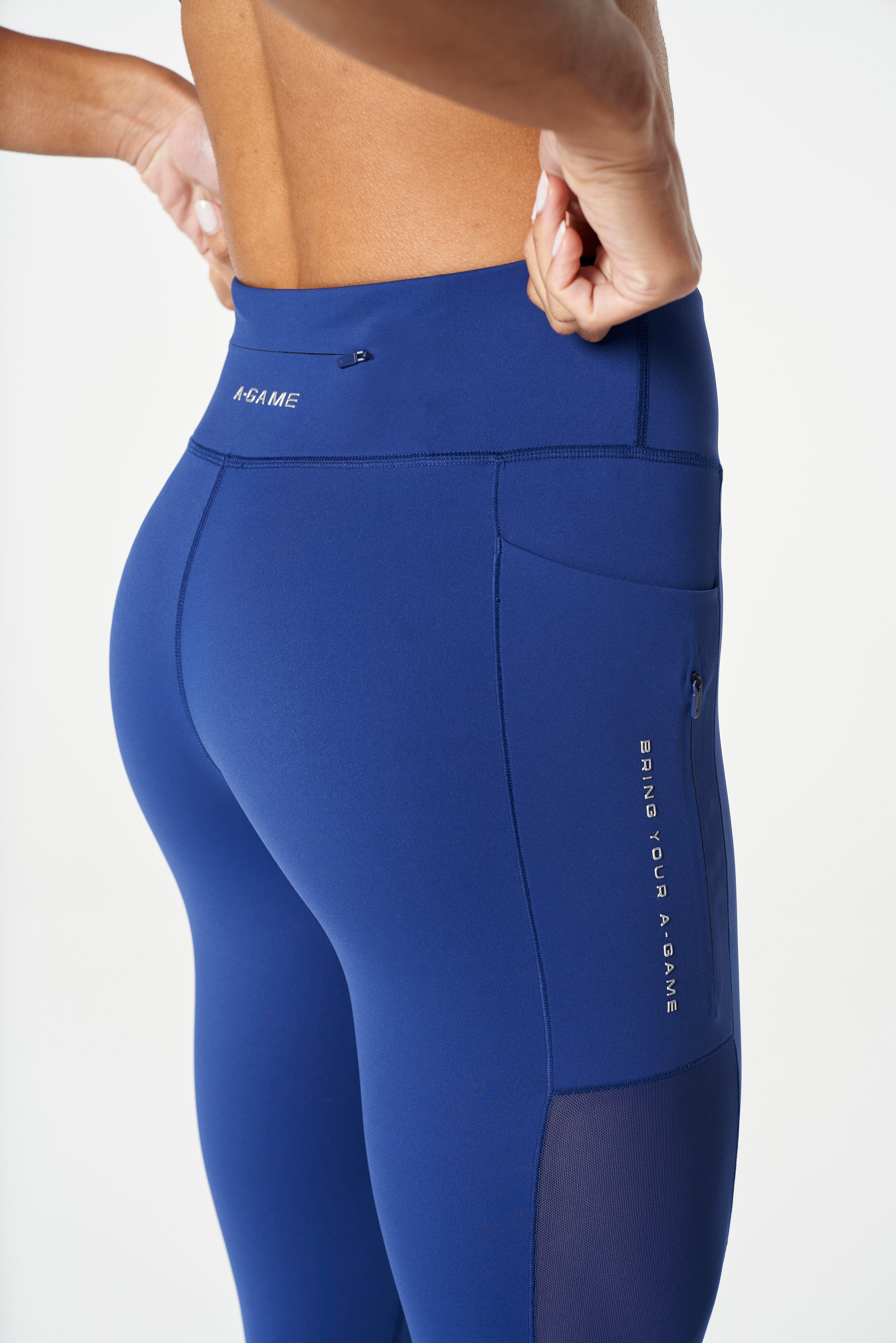 Women's Reflective Running Leggings - Navy - Image 4