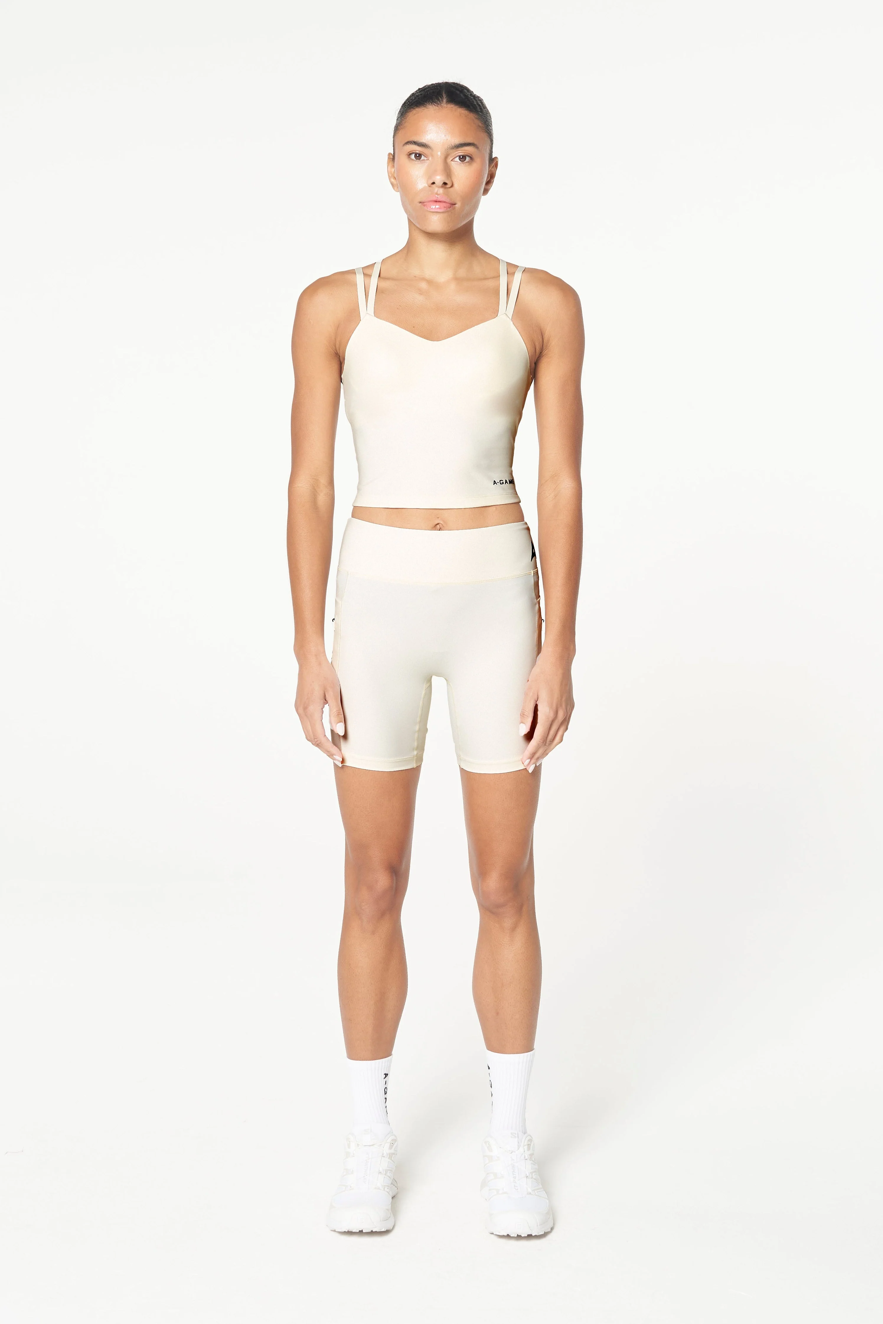 Women's Reflective Running Shorts - Ecru